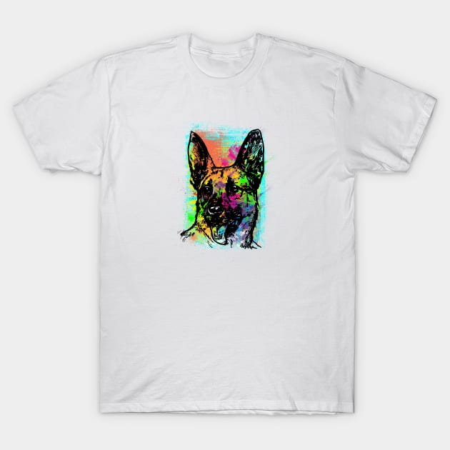 Vibrant German Shepherd Print Graphic T-Shirt by DanDesigns